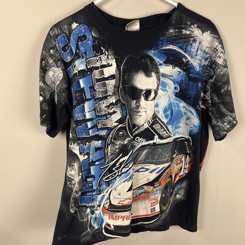 Vintage NASCAR screen Printed Shirt, All Over Print, Tony Stewart